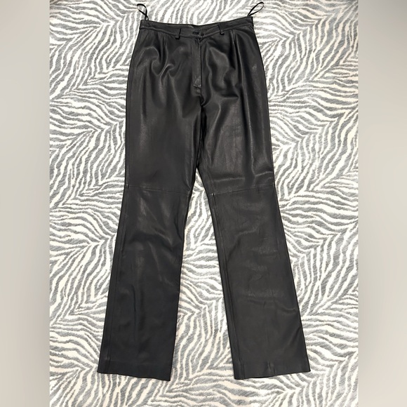 Neiman Marcus 100% Real Leather Pants Straight Leg - Picture 1 of 9